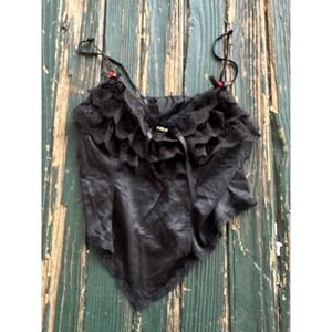 Tosca Of California Nightie Corset Style Top Lingerie Black Red Goth & Lace Vtg